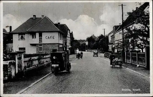 Ak Erwitte Nordrhein Westfalen, Straßenpartie, Lastenmotorrad, Café