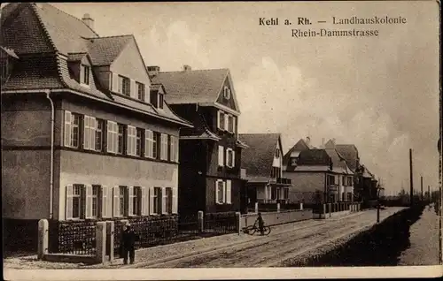 Ak Kehl am Rhein, Landhauskolonie, Rheindammstraße