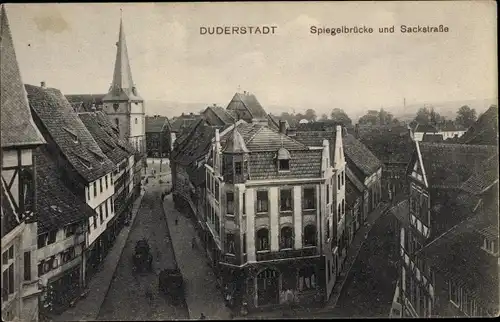 Ak Duderstadt Eichsfeld Niedersachsen, Spiegelbrücke und Sackstraße