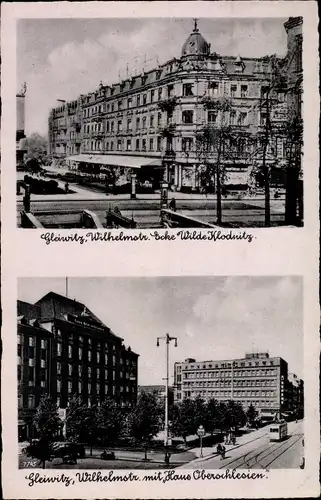 Ak Gliwice Gleiwitz Schlesien, Wilhelmstraße, Wilde Klodwitz, Haus Oberschlesien