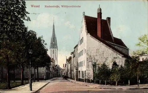 Ak Wesel am Niederrhein, Niederstraße, Willibrordikirche