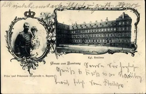 Ak Bamberg in Oberfranken, Kgl. Residenz, Prinzessin Marie Gabriele in Bayern, Kronprinz Rupprecht