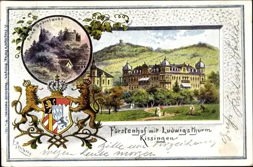 Wappen Ak Bad Kissingen Unterfranken Bayern, Ruine Bodenlaue, Gebäude