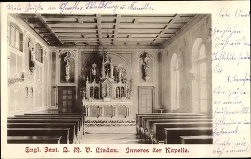 Ak Lindau am Bodensee Schwaben, Englisches Institut B. M. V., Kapelle, Innenansicht