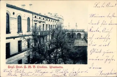 Ak Lindau am Bodensee Schwaben, Englisches Institut B. M. V., Westseite