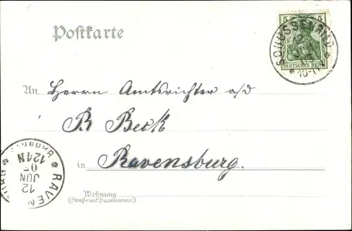 Litho Bad Schussenried in Oberschwaben, Wilhelmshütte, Heil und Pflegeanstalt, Marktfrauen, Schule