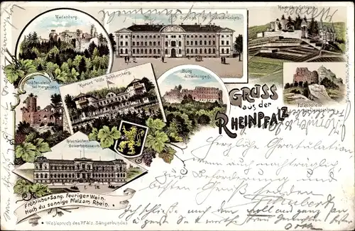 Litho Eschbach in der Pfalz, Madenburg, Rheinpfalz, Schloss, Falkenstein, Gewerbemuseum, Grafenstein