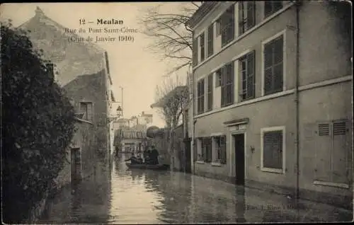Ak Meulan en Yvelines, Rue du Pont Saint Come, Crue de Janvier 1910