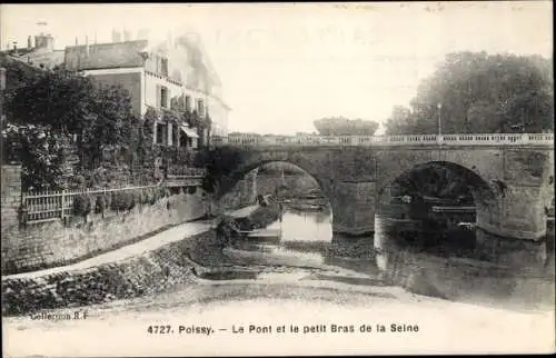 Ak Poissy Yvelines, Le Pont, Le petit Bras de la Seine