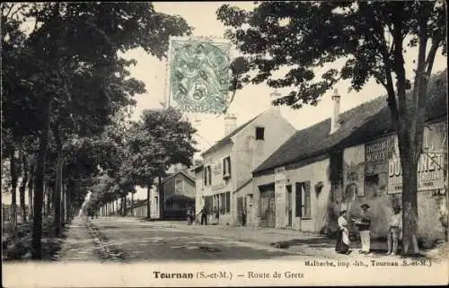 Ak Tournan Seine et Marne, Route de Gretz