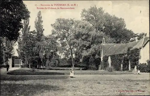 Ak Tournan Seine et Marne, Entree du Chateau de Beaumarchais