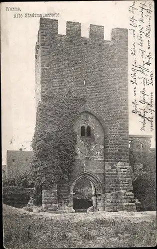 Ak Worms am Rhein, alte Stadtmauerreste