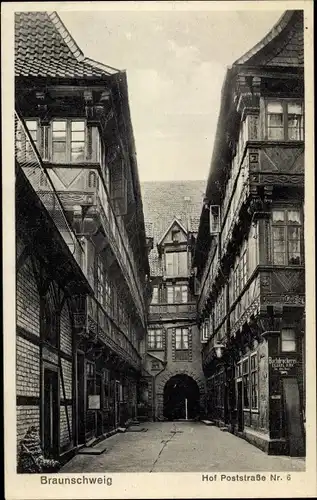 Ak Braunschweig in Niedersachsen, Hof, Poststraße Nr. 6