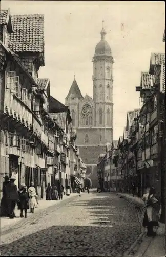 Ak Braunschweig in Niedersachsen, Weberstraße mit Andreaskirche