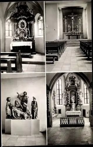 Ak Hessenthal Mespelbrunn im Spessart, Kirchenansichten