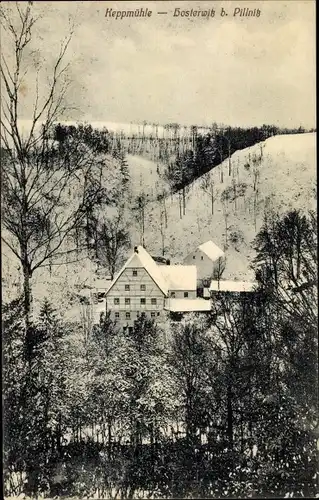 Ak Dresden Hosterwitz, Keppmühle im Winter