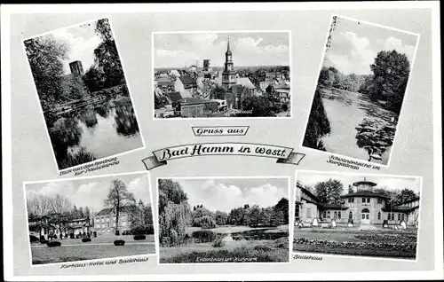 Ak Hamm in Westfalen, Stadt, Badehaus, Kurhaus, Teich