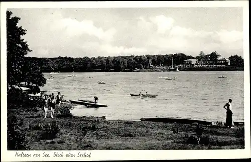 Ak Haltern am See, Blick zum Seehof, Ruderboote, Badende