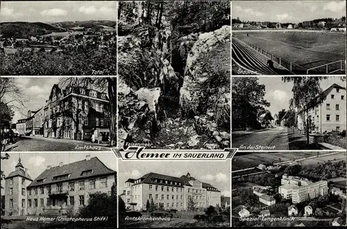 Ak Hemer im Sauerland, An der Steinert, Felsenmeer, Panorama, Satdion, Haus Hemer