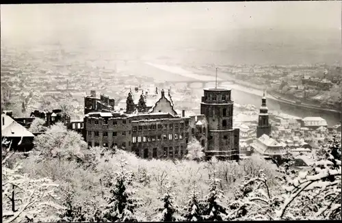 Ak Heidelberg am Neckar, Schloss, Winter
