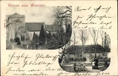 Ak Warder Rohlstorf bei Bad Segeberg, Kirche, Wohnhaus, Familie