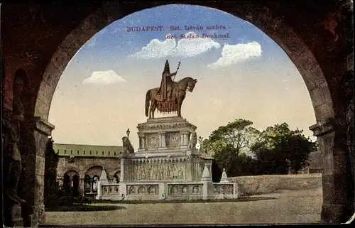 Ak Budapest Ungarn, Denkmal vom Heiligen Stefan, Reiterstandbild