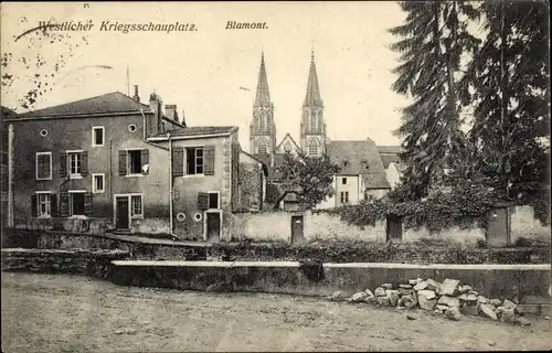 Ak Blamont Meurthe et Moselle, Westlicher Kriegsschauplatz, I WK, Kirche