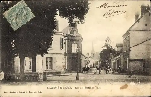 Ak Saint André Eure, Rue de l´Hotel de Ville