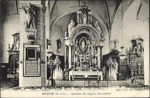 Ak Bauge Maine et Loire, Intérieur de l´Église St. Laurent