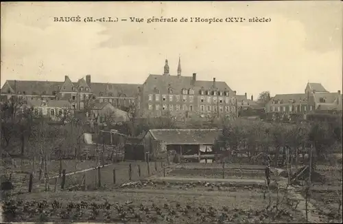 Ak Bauge Maine et Loire, Vue générale de l´Hospice