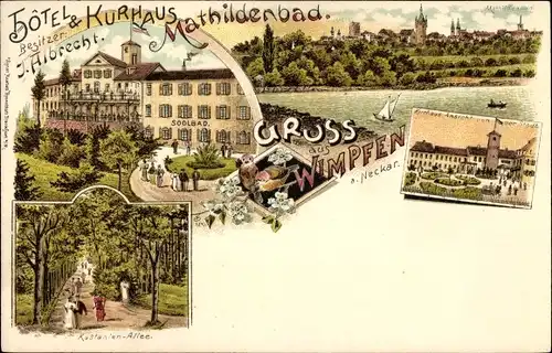 Litho Bad Wimpfen am Neckar Kreis Heilbronn, Hotel Kurhaus Mathildenbad, Bes. J. Albrecht