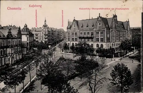 Ak Chemnitz Sachsen, Kaßberg, Oberpostdirektion am Stephanplatz, Kastanienstraße
