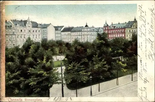 Ak Chemnitz Sachsen, Rosenplatz, Wohnhäuser