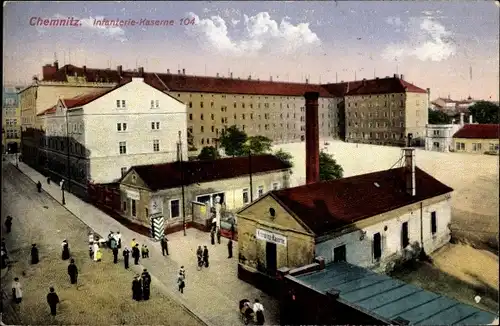 Ak Chemnitz Sachsen, Infanterie Kaserne 104, Eingang
