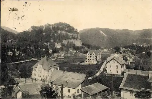 Ak Oybin in Sachsen, Blick auf den Ort, Siedlung, Wald, Berg