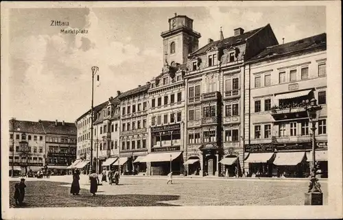 Ak Zittau in Sachsen, Marktplatz, Modewarenhandlung