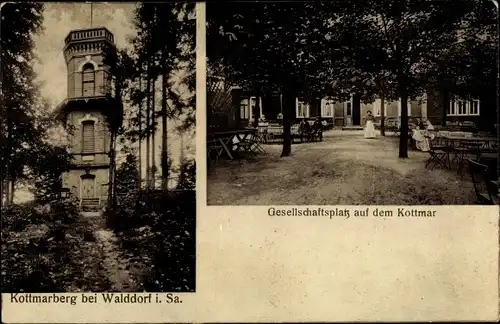 Ak Walddorf Kottmar in der Oberlausitz, Kottmarberg, Gesellschaftsplatz, Aussichtsturm