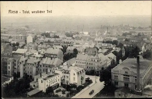 Ak Riesa an der Elbe Sachsen, Totalansicht der Ortschaft