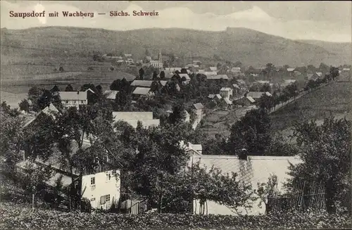 Ak Wachberg Saupsdorf Sebnitz Sachsen, Totalansicht der Ortschaft