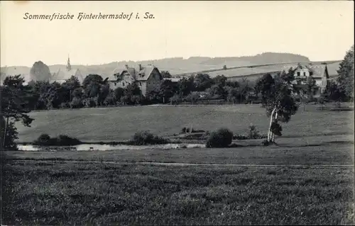 Ak Hinterhermsdorf Sebnitz Sachsen, Blick auf den Ort