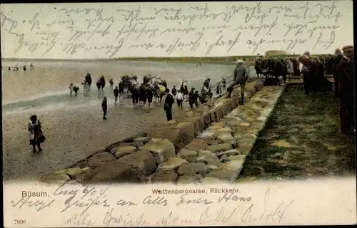 Ak Nordseebad Büsum, Wappenpolonaise, Rückkehr