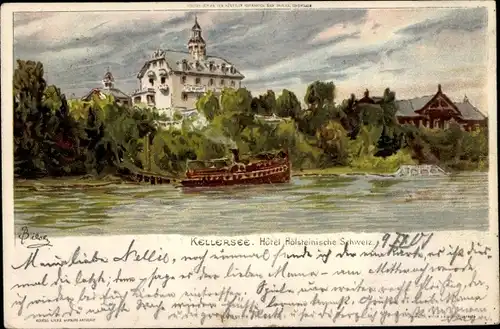 Künstler Litho Biese, C., Malente in Ostholstein, Kellersee, Hotel