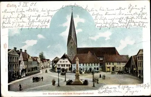 Ak Eutin in Ostholstein, Marktplatz, Kriegerdenkmal