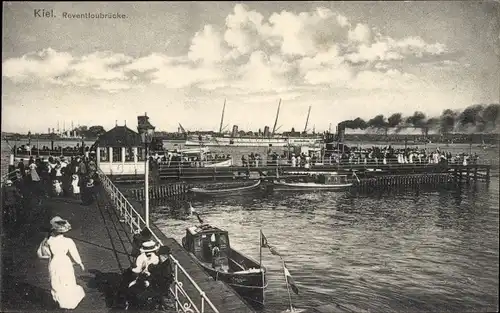 Ak Hansestadt Kiel, Reventloubrücke, Anlegestelle