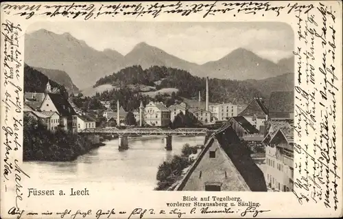 Ak Füssen im Ostallgäu, Blick auf  Tegelberg, Vorderer Straussberg und Säuling