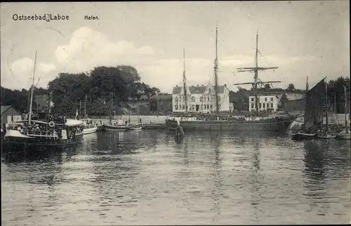 Ak Ostseebad Laboe, Hafenpartie