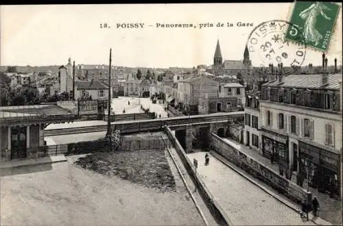 Ak Poissy Yvelines, Panorama, pris de la Gare