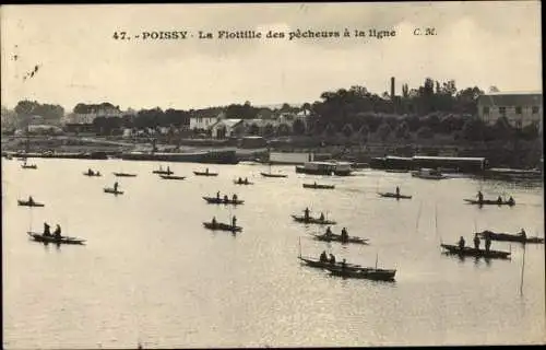 Ak Poissy Yvelines, La Flottille des pecheurs a la ligne