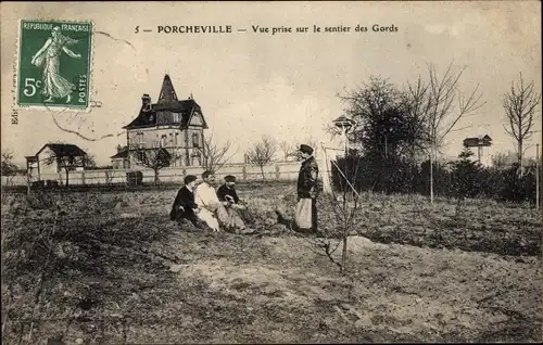 Ak Porcheville Yvelines, Vue prise sur le sentier des Gords