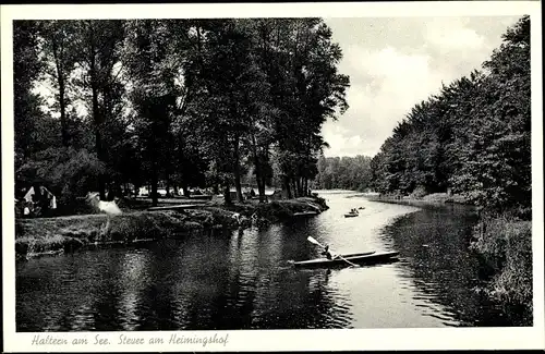 Ak Haltern am See Westfalen, Stever am Heimingshof, Ruderpartie